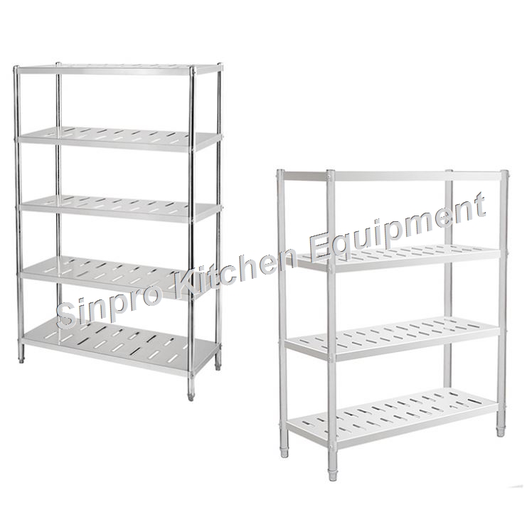Assemble Commercial Stainless Steel Kitchen Rack Storage Punching Shelf