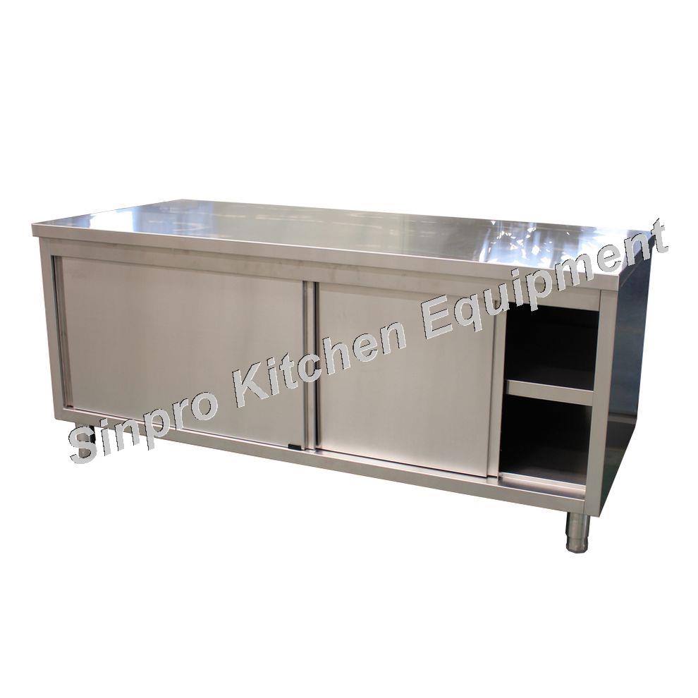 Assemble Commercial Stainless Steel Kitchen Storage Cabinet With Sliding Door